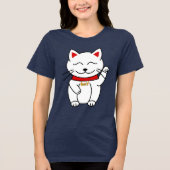 Lucky Cat Moderner Minimalistischer Personalisiert Tri-Blend Shirt (Vorderseite)