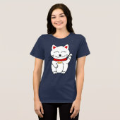 Lucky Cat Moderner Minimalistischer Personalisiert Tri-Blend Shirt (Vorderseite voll)