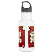 Lucky Cat Pattern Cartoon Fortune Pet White Kitty Trinkflasche (Rückseite)