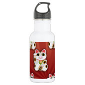 Lucky Cat Pattern Cartoon Fortune Pet White Kitty Trinkflasche (Vorderseite)