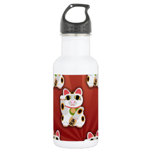 Lucky Cat Pattern Cartoon Fortune Pet White Kitty Trinkflasche
