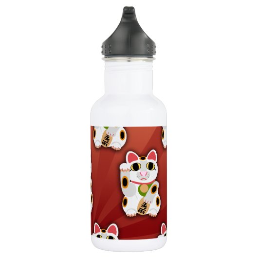 Lucky Cat Pattern Cartoon Fortune Pet White Kitty Trinkflasche (Rechts)