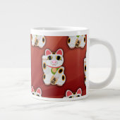 Lucky Cat Pattern Fortune Pet White Kitty Art Jumbo-Tasse (Rechts)