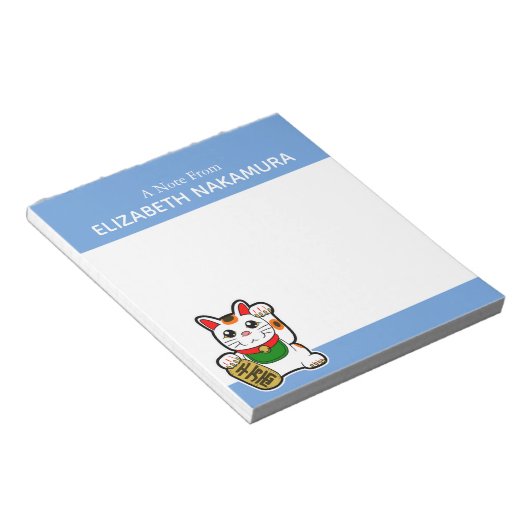 Lucky Cat Personalisiert Notizblock (angewinkelt)