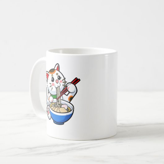 Lucky Cat Ramen Kaffeetasse (Vorderseite Links)