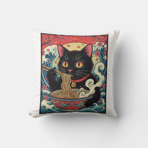 Lucky Cat Ramen Noodle Art Kissen