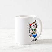 Lucky Cat Ramen - Personalisiert Kaffeetasse (VorderseiteRechts)