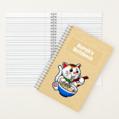 Lucky Cat Ramen Personalisiert Notizblock (Innen)