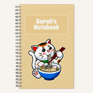 Lucky Cat Ramen Personalisiert Notizblock