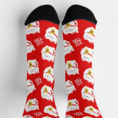 Lucky Cat Rot und Weiß Gemustert Socken (Oben)