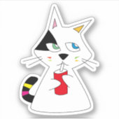 Lucky Cat trinken gerne Doodle Aufkleber (Vorderseite)