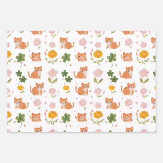 Lucky Cats and Clovers Geschenkpapier Set (Vorderseite)