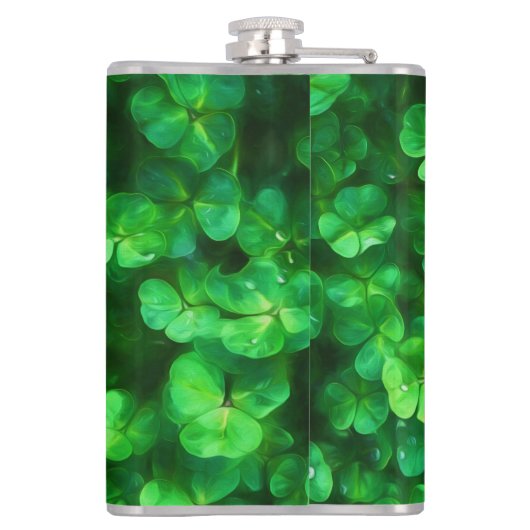 Lucky Celtic Irish Green Kleeblatts Flachmann (Rückseite)