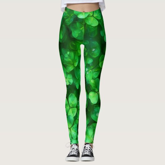 Lucky Celtic Irish Green Kleeblatts Leggings (Vorderseite)
