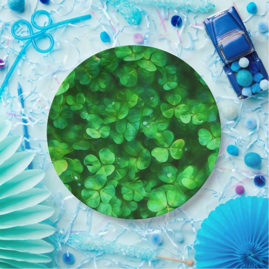 Lucky Celtic Irish Green Kleeblatts Pappteller (Party)
