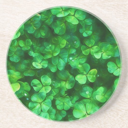Lucky Celtic Irish Green Kleeblatts Sandstein Untersetzer (Vorne)