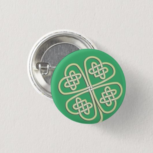 Lucky Celtic Vierblättriges Kleeblatt Button (Vorne & Hinten)