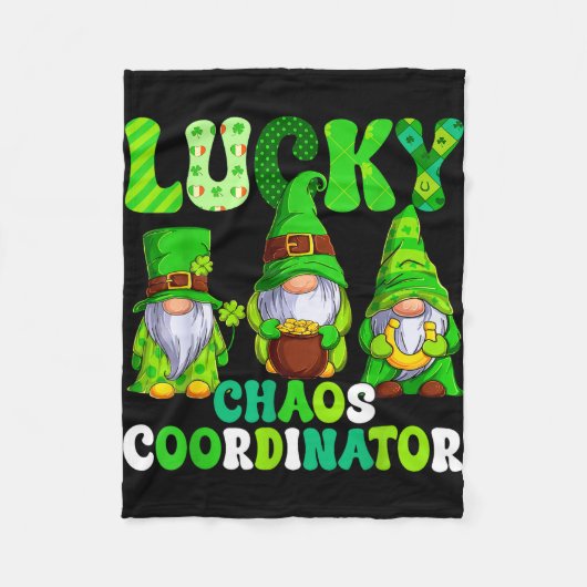 Lucky chaos coordinator shamrock leopard gnomes fleecedecke (Vorderseite)