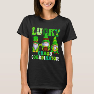 Lucky chaos coordinator shamrock leopard gnomes T-Shirt