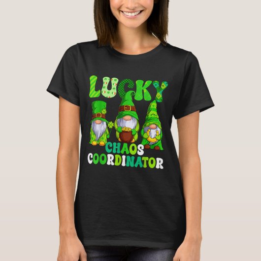 Lucky chaos coordinator shamrock leopard gnomes T-Shirt (Vorderseite)