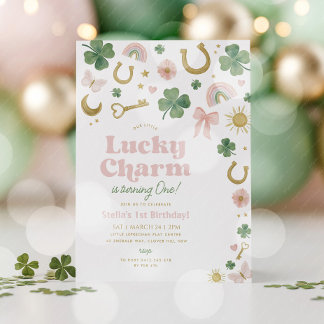 Lucky Charm 1. Geburtstag St Patricks Day Regenbog Einladung
