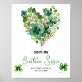 Lucky Charm Baby Dusche Kleeblatt Custom Sign Poster (Vorne)