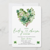 Lucky Charm Baby Dusche Kleeblatt Klee Einladung (Vorderseite)