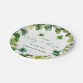 Lucky Charm Baby Dusche Kleeblatt Klee Pappteller (Schrägansicht)