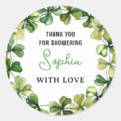 Lucky Charm Baby Dusche Kleeblatt Klee Runder Aufkleber (Vorderseite)