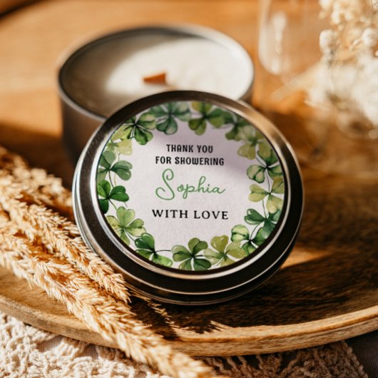 Lucky Charm Baby Dusche Kleeblatt Klee Runder Aufkleber