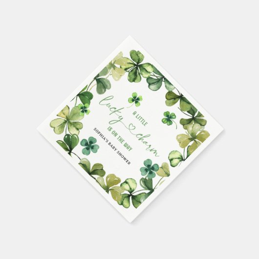 Lucky Charm Baby Dusche Kleeblatt Klee Serviette (Ecke)