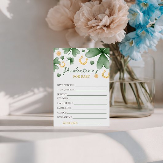 Lucky Charm Baby Predictions Card Einladung