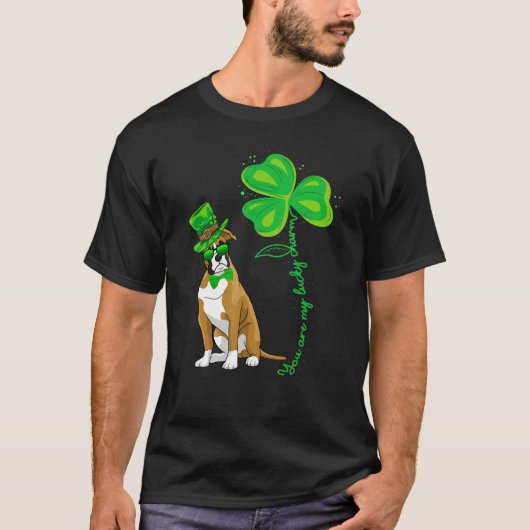 Lucky Charm Boxer Dog St Patricks Day T-Shirt (Vorderseite)