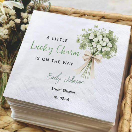 Lucky Charm Bridal Shower Party Napkins Greenery Serviette