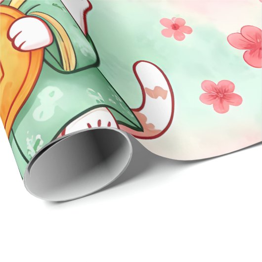 Lucky Charm Cats – Prosperity in Pastel Pattern Geschenkpapier (Rolleneckpunkt)