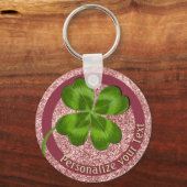 Lucky Charm Clover Girly Personalisierte Viel Glüc Schlüsselanhänger (Vorderseite)