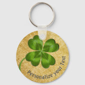 Lucky Charm Clover Gold Personalisierte Viel Glück Schlüsselanhänger (Vorderseite)
