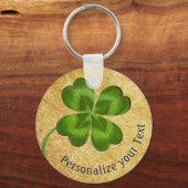 Lucky Charm Clover Gold Personalisierte Viel Glück Schlüsselanhänger (Vorderseite)