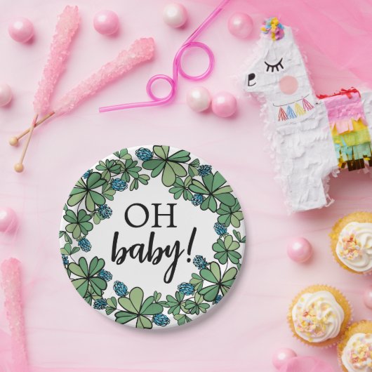 Lucky Charm Clover Oh Baby Boy Baby Dusche Pappteller (Party)