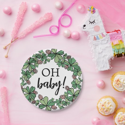 Lucky Charm Clover Oh Baby Girl Baby Dusche Pappteller (Party)