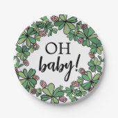 Lucky Charm Clover Oh Baby Girl Baby Dusche Pappteller (Vorderseite)