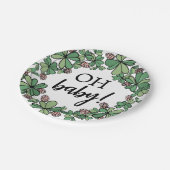 Lucky Charm Clover Oh Baby Girl Baby Dusche Pappteller (Schrägansicht)