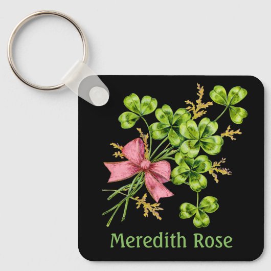 Lucky Charm Clover Vintage Personalisierte Viel Gl Schlüsselanhänger (Vorderseite)