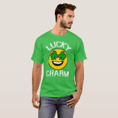 Lucky Charm Emoji Kleeblatt St Patricks Day T-Shirt (Vorne ganz)