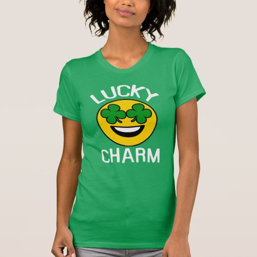 Lucky Charm Emoji Kleeblatt St Patricks Day Womens T-Shirt (Vorderseite)