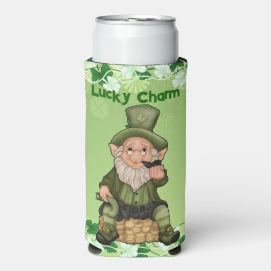 Lucky Charm Fun Leprechaun Pot of Gold Irish Bier Selters Dosenkühler (Seltzer Vorderseite)