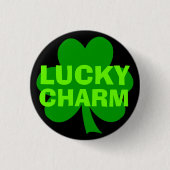 Lucky Charm Green Kleeblatt Button (Vorderseite)