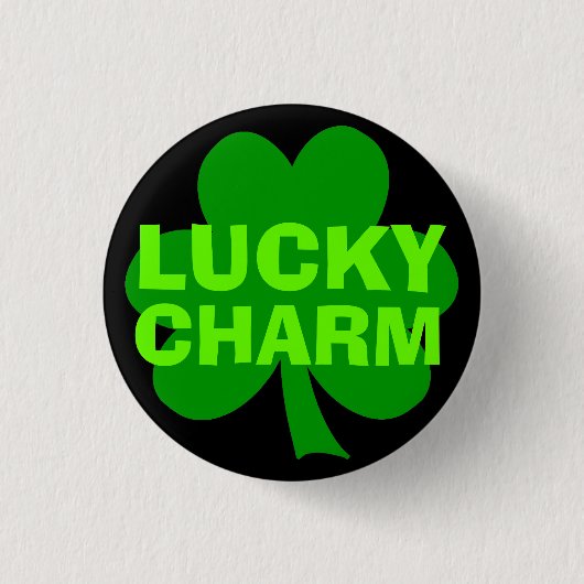 Lucky Charm Green Kleeblatt Button (Vorderseite)