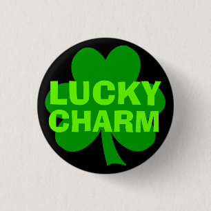 Lucky Charm Green Kleeblatt Button