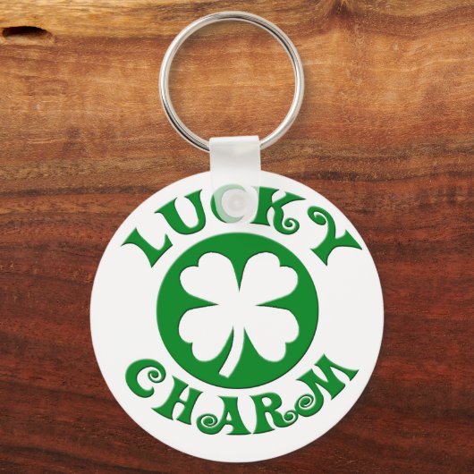 Lucky Charm Green/White Circle Schlüsselanhänger (Vorderseite)